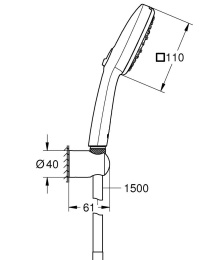 Душевой набор GROHE Tempesta Cube 110, 3 режима, 1500 мм, 7,4 л/мин, черный матовый (275882433)
