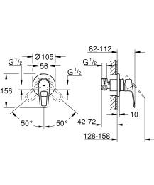 Смеситель для душа GROHE BauLoop в комплекте с монтажной частью, хром (29042001)