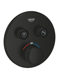 Внешняя часть термостата для душа GROHE Grohtherm SmartControl на 2 потребителя, круглая, матовый черный (291192430)