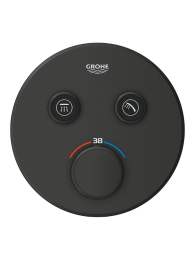 Внешняя часть термостата для душа GROHE Grohtherm SmartControl на 2 потребителя, круглая, матовый черный (291192430)