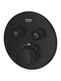Внешняя часть термостата для душа GROHE Grohtherm SmartControl на 2 потребителя, круглая, матовый черный (291192430)