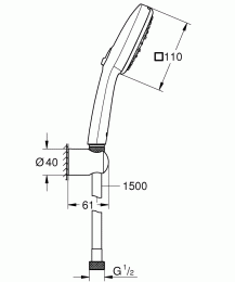 Душевой набор GROHE Tempesta Cube 110, 3 режима, 1500 мм, 7,4 л/мин, хром (27588003)