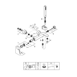 Смеситель для ванны GROHE Plus с душевым гарнитуром, хром (33547003)