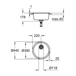 Мойка GROHE K200 Sink с одной чашей, нержавеющая сталь (31720SD0)