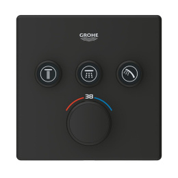 Внешняя часть термостата GROHE Grohtherm SmartControl на 3 выхода, фантомный чёрный (102167KF00)