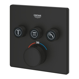 Внешняя часть термостата GROHE Grohtherm SmartControl на 3 выхода, фантомный чёрный (102167KF00)