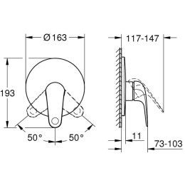 Смеситель для душа GROHE Euroeco в комплекте с монтажной частью, хром (32742001)