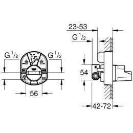 Смеситель для душа GROHE Euroeco в комплекте с монтажной частью, хром (32742001)