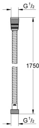 Душевой шланг GROHE Rotaflex Metal Long-Life 1750 мм, с защитой от перекручивания, хром (28025001)