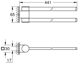 Держатель для полотенца двойной GROHE Selection , поворотный, металл, фантомный чёрный