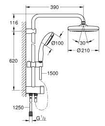 Готовый комплект для душа GROHE Tempesta 210 (NSB0148)