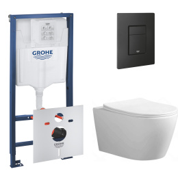 Комплект инсталляции GROHE Solido 3 в 1 с унитазом Aquatek АУРА AQ1805T-00 и звукоизоляционным комплектом (NW0767)