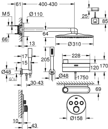 Душевая система GROHE SmartControl Purefoam с термостатом для душа, фантомный черный (105812KF00)