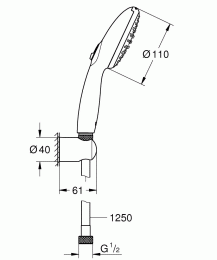 Душевой набор GROHE Tempesta 110, 2 режима, 1250 мм, 5,6 л/мин, хром (2779930E)