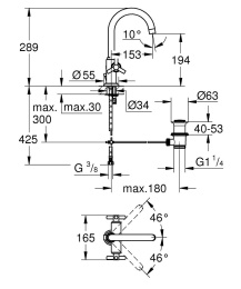 Смеситель для раковины GROHE Atrio Ypsilon двухвентильный, с донным клапаном, хром (21019000)
