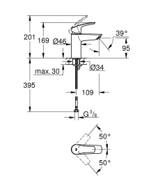 Смеситель для раковины GROHE Eurosmart, S-Size, хром (32467003/U4), уцененный товар