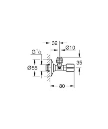 Вентиль угловой GROHE 1/2 дюйма-3/8 дюйма, 1 шт, темный графит матовый (22039AL0)