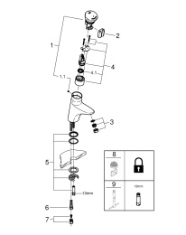 Кран для раковины GROHE Eurodisc SE автоматический, без функции смешивания, хром (36249000)