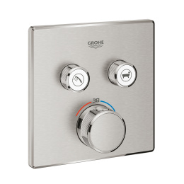 Внешняя часть термостата для ванны и душа GROHE Grohtherm SmartControl на 2 потребителя, квадратная, суперсталь (29124DC0)