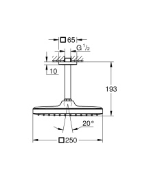 Верхний душ GROHE Tempesta 250 Cube с потолочным душевым, матовый чёрный (266882430)