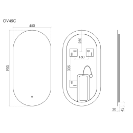 Зеркало с подсветкой Sancos Овал (Oval), 450х900 мм (OV45C)