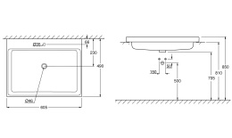 Раковина GROHE Cube Ceramic полувстраиваемая 60 см, альпин-белый (3947900H)