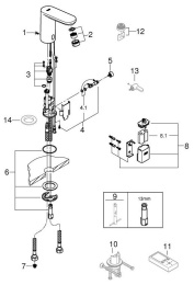 Смеситель для раковины GROHE Eurosmart Cosmopolitan E инфракрасный, хром (36330002)