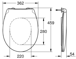 Унитаз подвесной GROHE Bau Ceramic с сиденьем, альпин-белый (NW0104)
