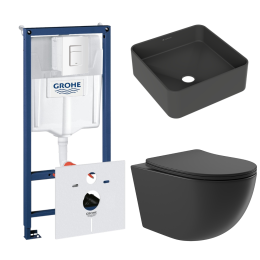 Комплект инсталляции GROHE Rapid SL 38772SH0 с унитазом Aqueduto OVO OVOT2140 и раковиной Aqueduto ESPIRAL ESP0340 (NW0580)