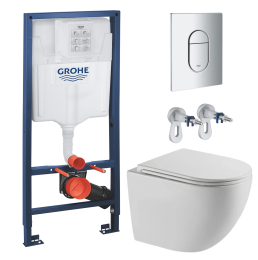 Комплект инсталляции GROHE Rapid SL NW0145/S с унитазом AQUAme AQM2002L и сиденьем с микролифтом, смыв Quiet (NW0271)