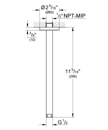 Душевой кронштейн потолочный GROHE Rainshower 296 мм, хром (28492000)