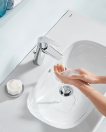 Смеситель для раковины GROHE Start со средним изливом, донный клапан, хром (23455000)