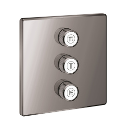 Внешняя часть переключателя потоков GROHE Grohtherm SmartControl на 3 положения, квадратная, темный графит глянец (29127A00)