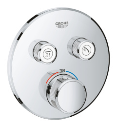 Внешняя часть термостата для ванны и душа GROHE Grohtherm SmartControl на 2 потребителя, круглая, хром (29119000)