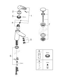 Смеситель для раковины GROHE Eurostyle, S-size, хром (23930003)