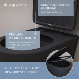 Унитаз подвесной Aqueduto CONE Plus 520*365 безободковый, сиденье с микролифтом, черный матовый (CONT0240)