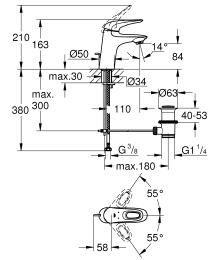 Смеситель для раковины GROHE Eurostyle, S-size, хром (23564003)