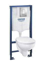 Система инсталляции GROHE Solido 5 в 1, с подвесным унитазом Bau Ceramic и панелью смыва Skate Cosmopolitan (39586000)