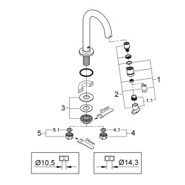 Кран для раковины GROHE Universal, без функции смешивания, хром (20201000)