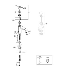 Смеситель для раковины GROHE Eurosmart, M-size, хром (23985003)