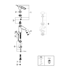 Смеситель для раковины GROHE Eurosmart, S-size, хром (23986003)