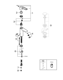 Смеситель для раковины GROHE Eurosmart, M-size, хром (23987003)