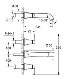 Внешняя часть смесителя для раковины GROHE Grandera, M-Size, хром (20415000)