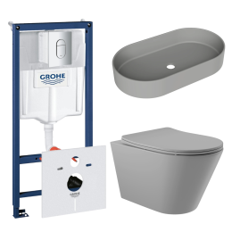 Комплект инсталляции GROHE Rapid SL NW0145/S с унитазом Aqueduto CONE CON0130 и раковиной Aqueduto ESPIRAL ESP0230 (NW0449)