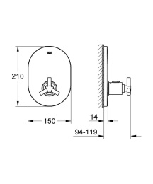 Внешняя часть центрального термостата GROHE Atrio Ypsilon, хром (19392000)