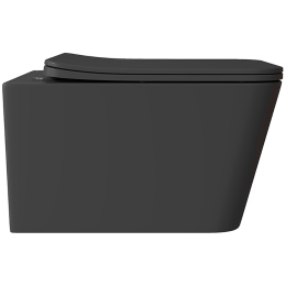 Унитаз подвесной Aqueduto MACIO 520*370 безободковый, сиденье с микролифтом, черный матовый (MACT2140)