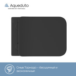 Унитаз подвесной Aqueduto MACIO 520*370 безободковый, сиденье с микролифтом, черный матовый (MACT2140)