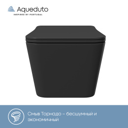 Унитаз подвесной Aqueduto MACIO 520*370 безободковый, сиденье с микролифтом, черный матовый (MACT2140)