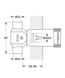 Встраиваемая часть вентиля GROHE, резьба 3/4″ для пайки Ø22 мм (29804000)
