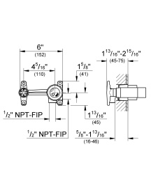 Встраиваемая часть однорычажного смесителя для раковины GROHE на 2 отверстия (33780000)